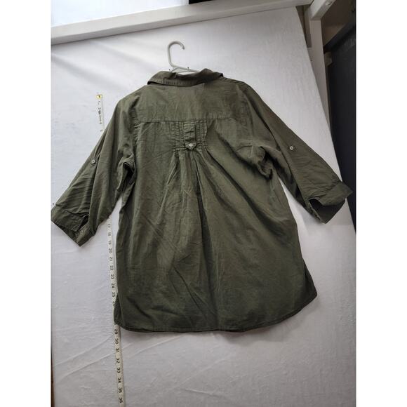 FYLO Army Green pull over blouse Size L - Picture 2 of 8